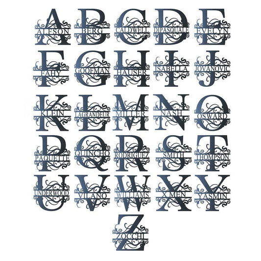 Riverside Designs-Swirl Split Letter Monogram-Metal Wall Art Décor