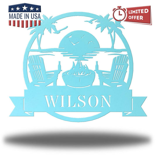 Riverside Designs-Coastal Beach Scene Monogram-Metal Wall Art Décor