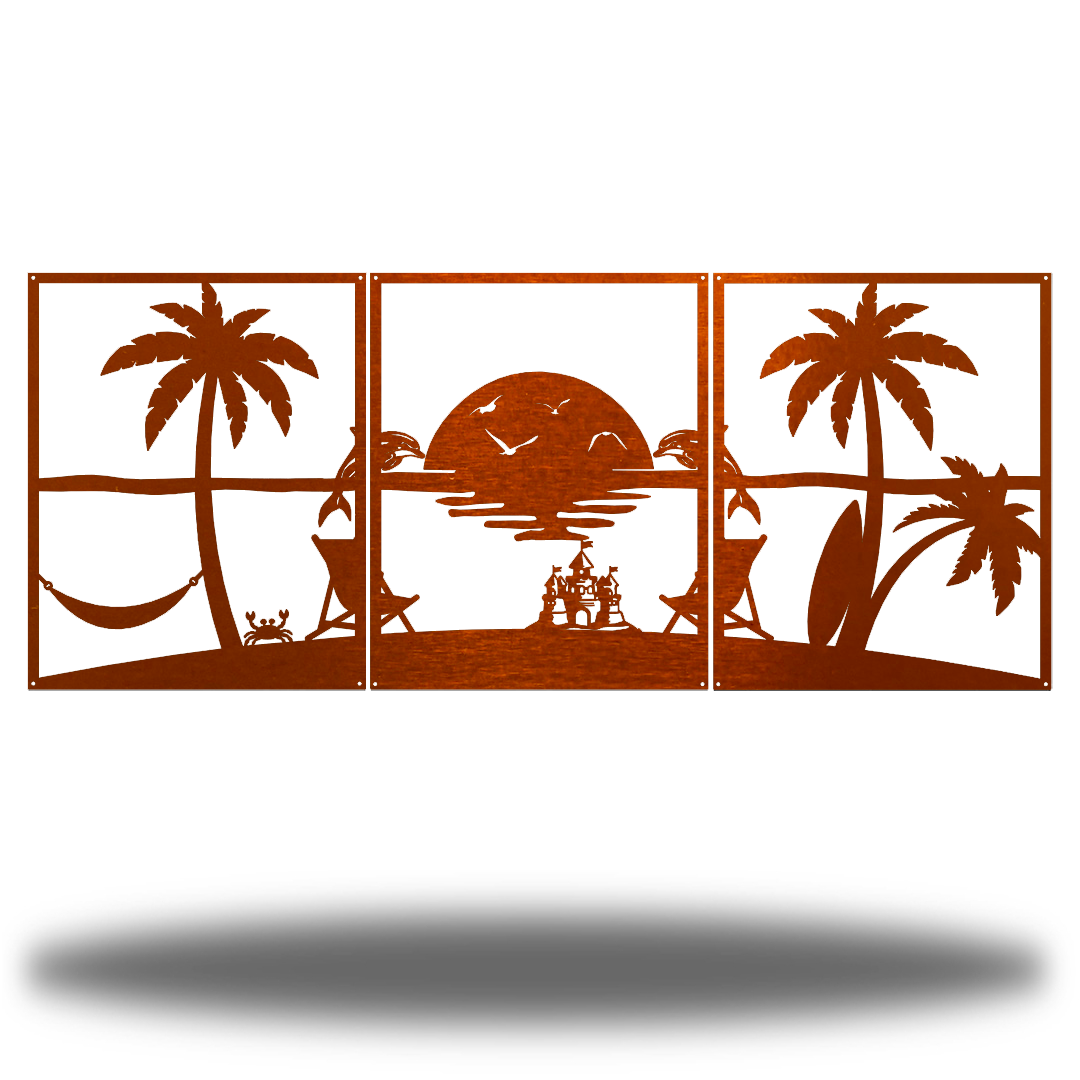 Riverside Designs-3 Section Beach Scene-Metal Wall Art Décor