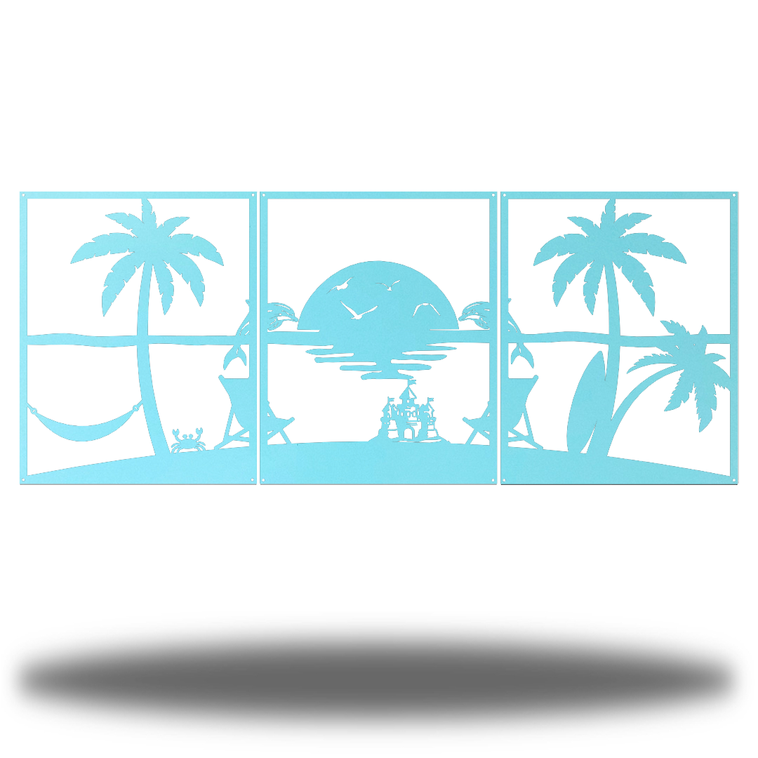 Riverside Designs-3 Section Beach Scene-Metal Wall Art Décor