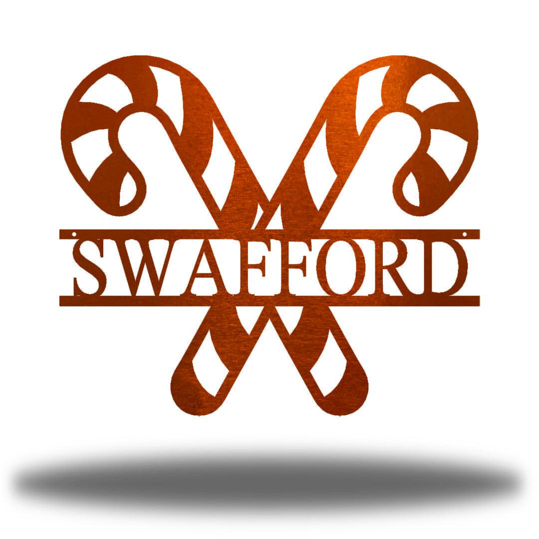 Riverside Designs-Candy Cane Monogram-Metal Wall Art Décor