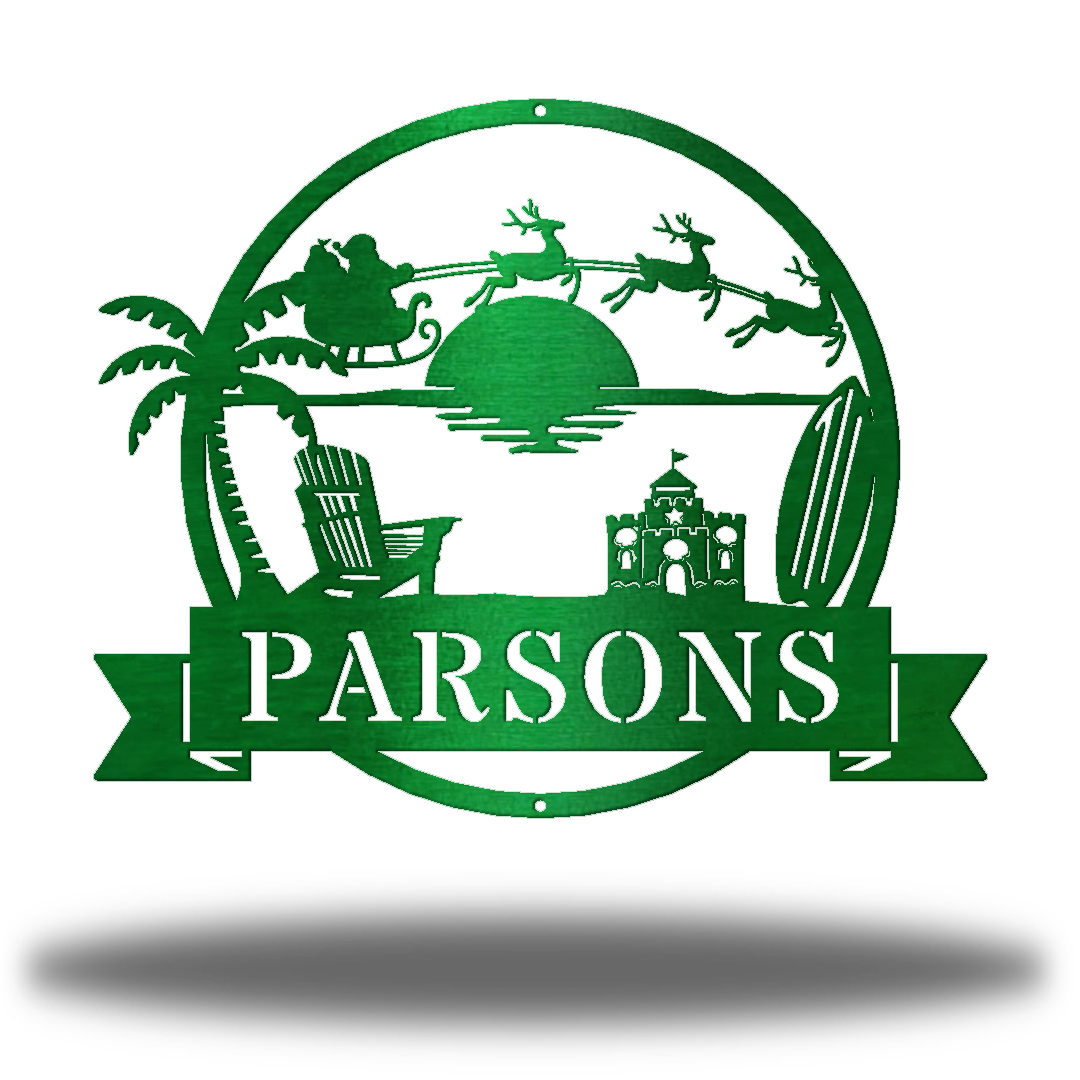 Riverside Designs-Christmas Beach Scene Monogram-Metal Wall Art Décor