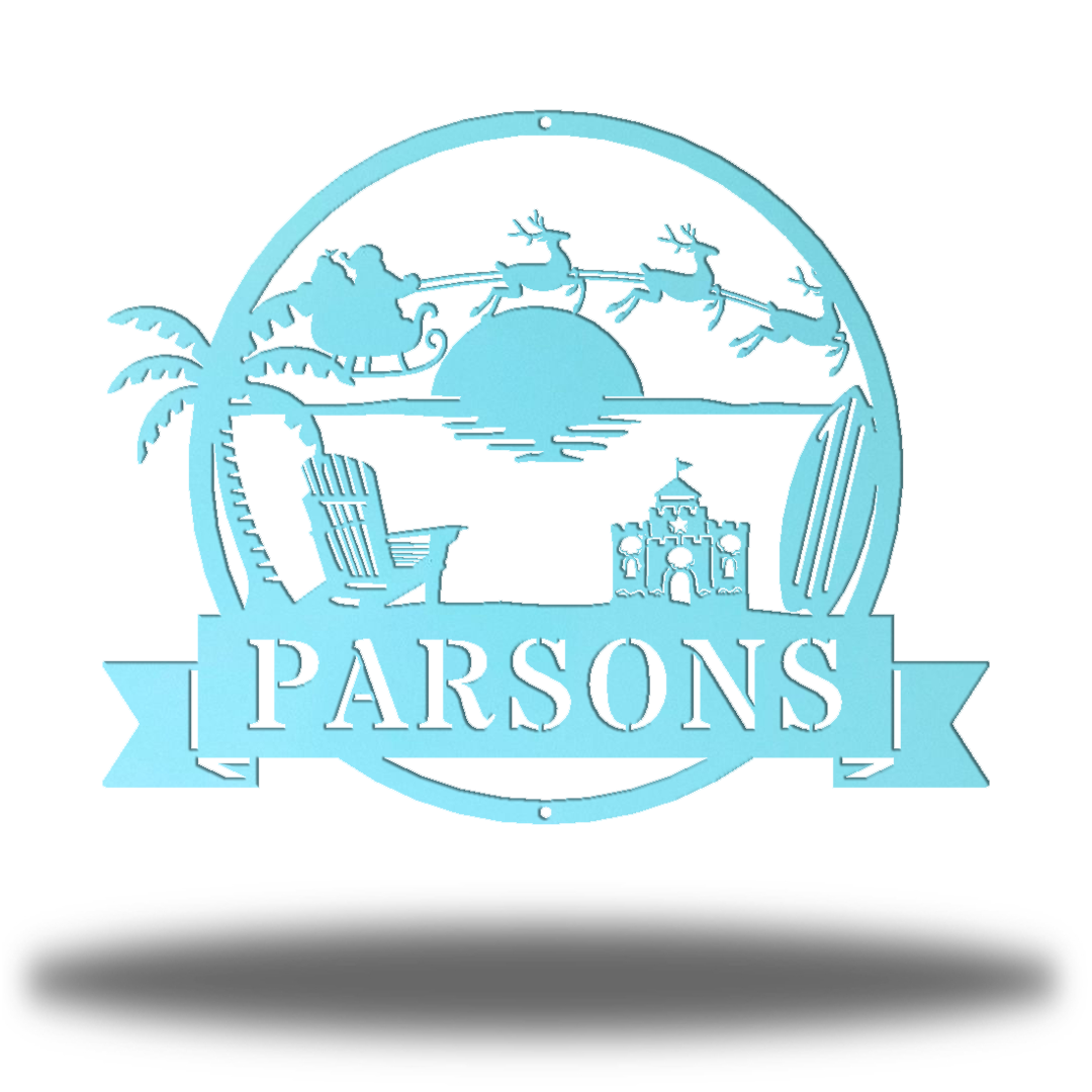 Riverside Designs-Christmas Beach Scene Monogram-Metal Wall Art Décor