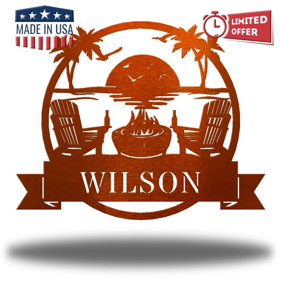 Riverside Designs-Coastal Beach Scene Monogram-Metal Wall Art Décor