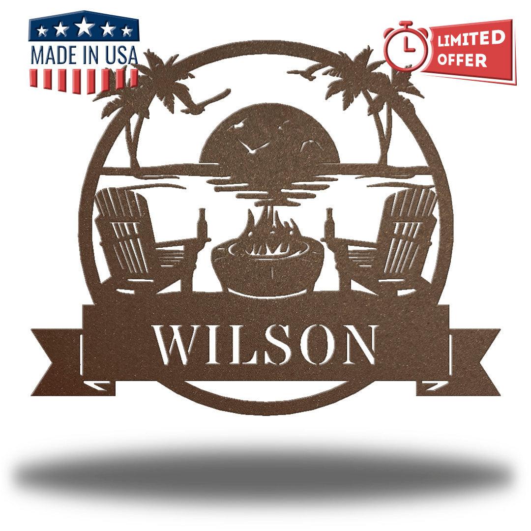 Riverside Designs-Coastal Beach Scene Monogram-Metal Wall Art Décor