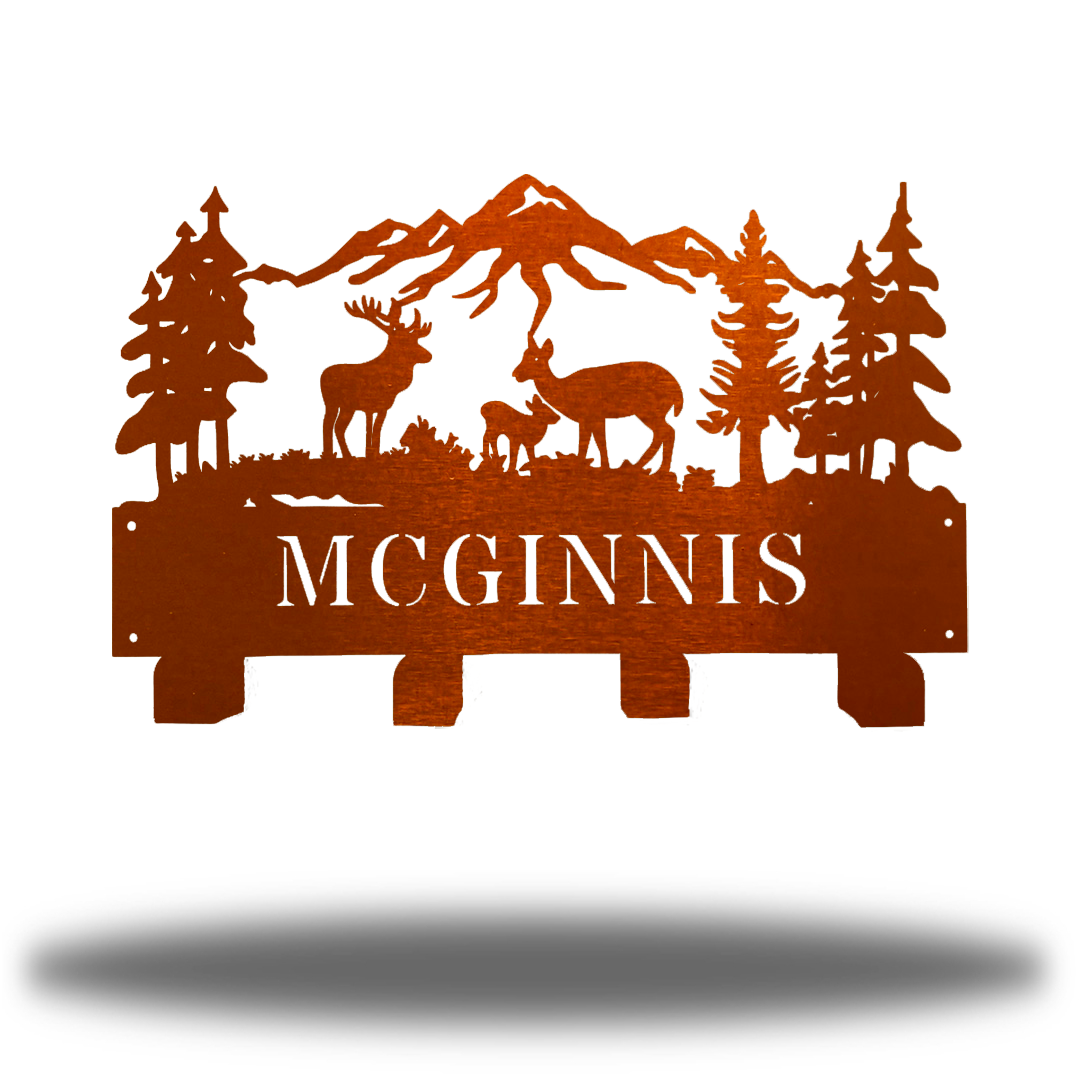 Riverside Designs-Deer Scene Monogram Wall Hanger-Metal Wall Art Décor