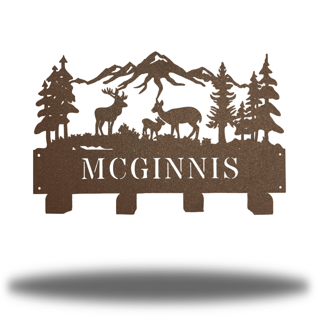 Riverside Designs-Deer Scene Monogram Wall Hanger-Metal Wall Art Décor