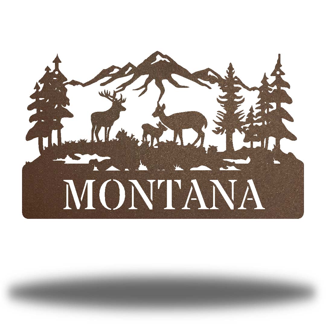 Riverside Designs-Outdoor Deer Scene Monogram-Metal Wall Art Décor