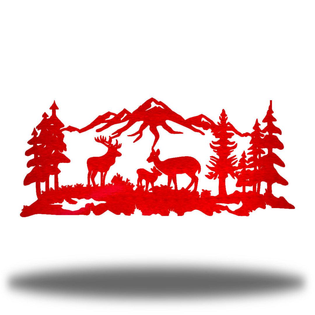 Riverside Designs-Outdoor Deer Scene-Metal Wall Art Décor