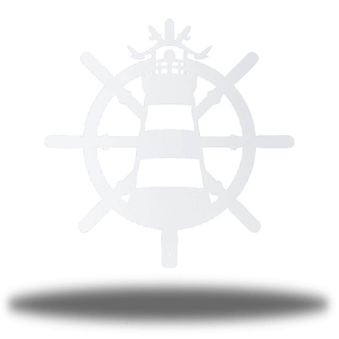 Riverside Designs-Ship Wheel Lighthouse (CLEARANCE)-Metal Wall Art Décor
