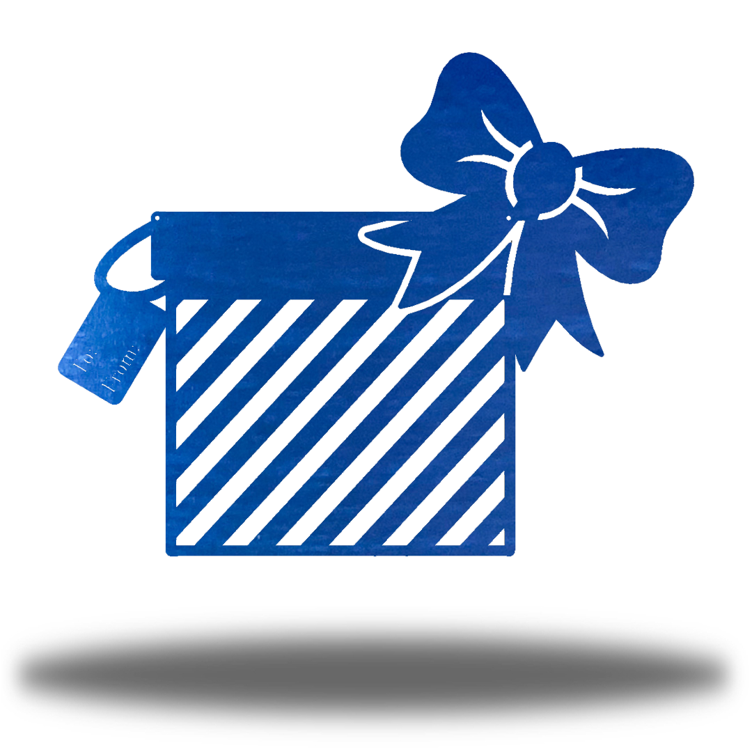 Riverside Designs-Striped Christmas Present-Metal Wall Art Décor