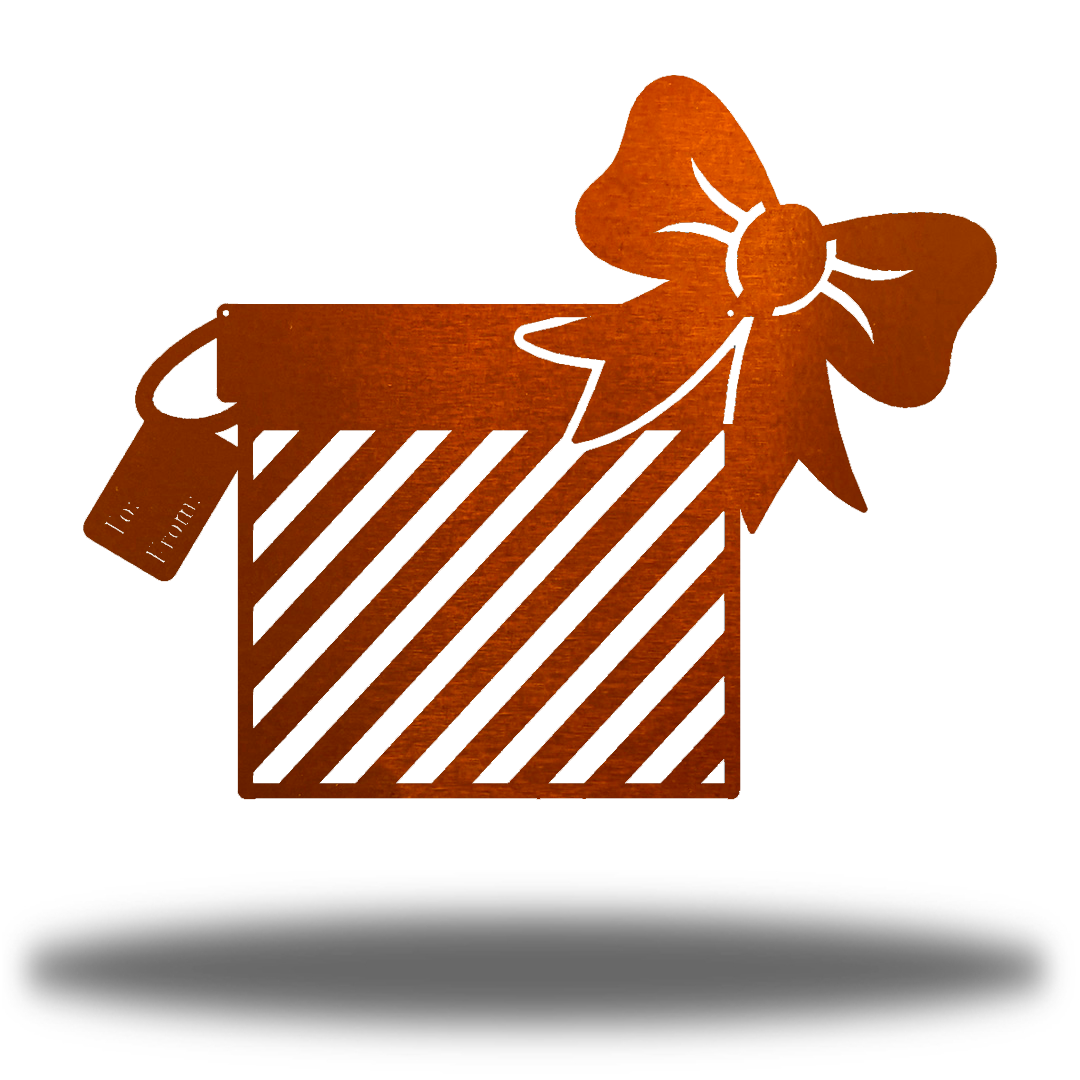 Riverside Designs-Striped Christmas Present-Metal Wall Art Décor