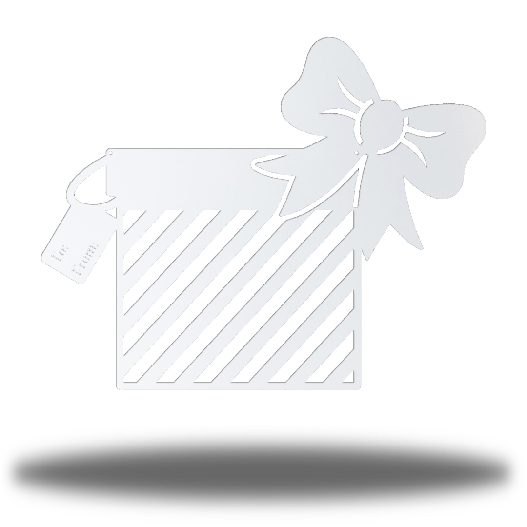 Riverside Designs-Striped Christmas Present-Metal Wall Art Décor