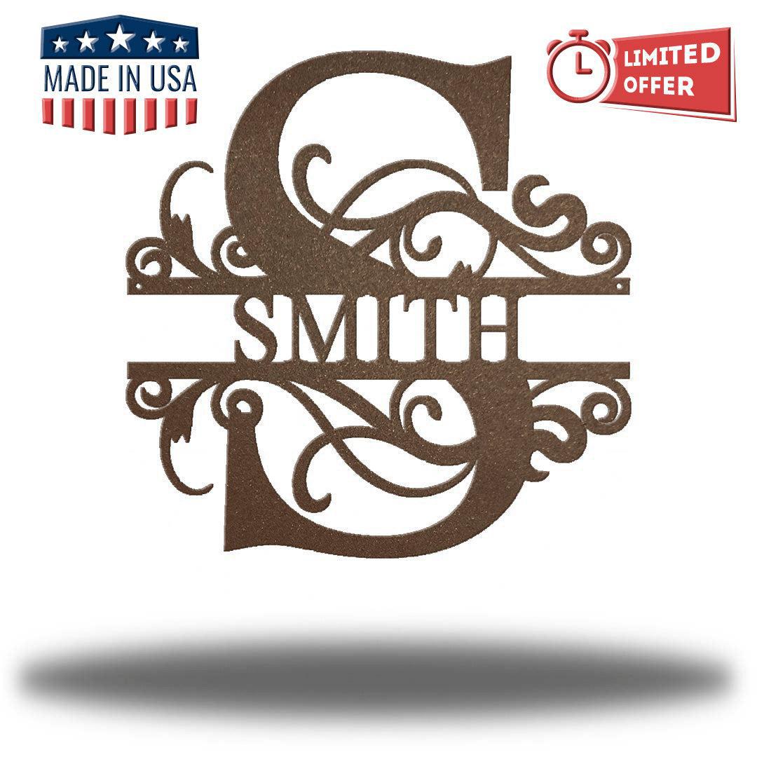 Custom Swirl Split Letter Monogram|Metal Wall Art by Riverside Designs