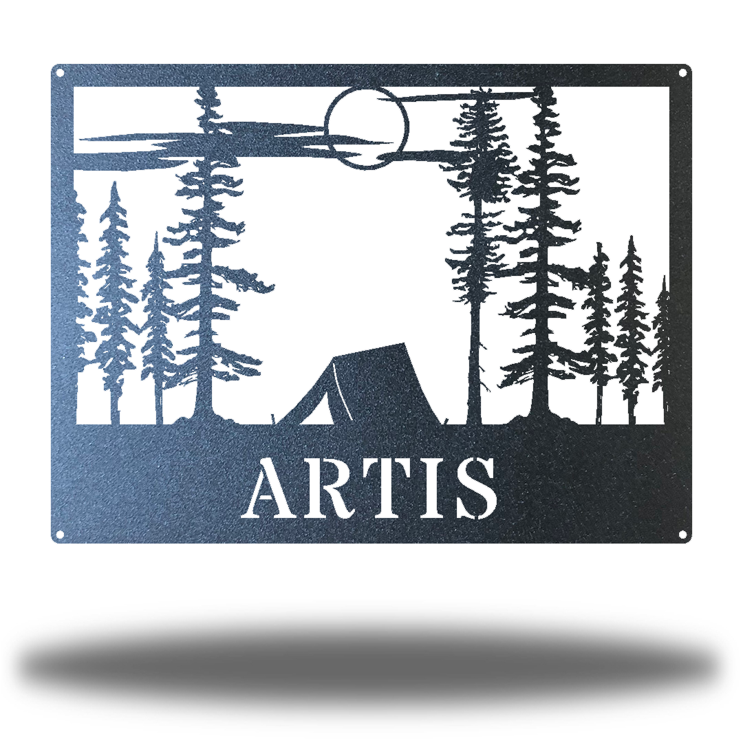 Riverside Designs-Tent Scene Monogram-Metal Wall Art Décor