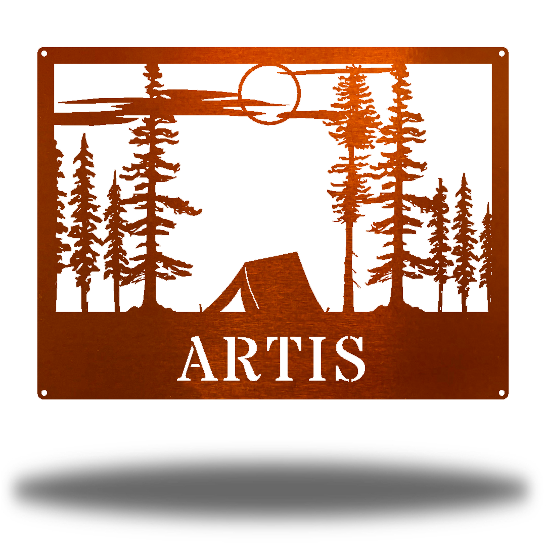 Riverside Designs-Tent Scene Monogram-Metal Wall Art Décor