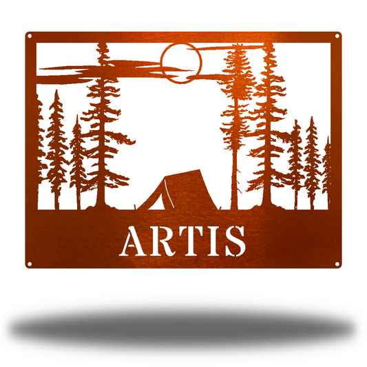 Riverside Designs-Tent Scene Monogram-Metal Wall Art Décor