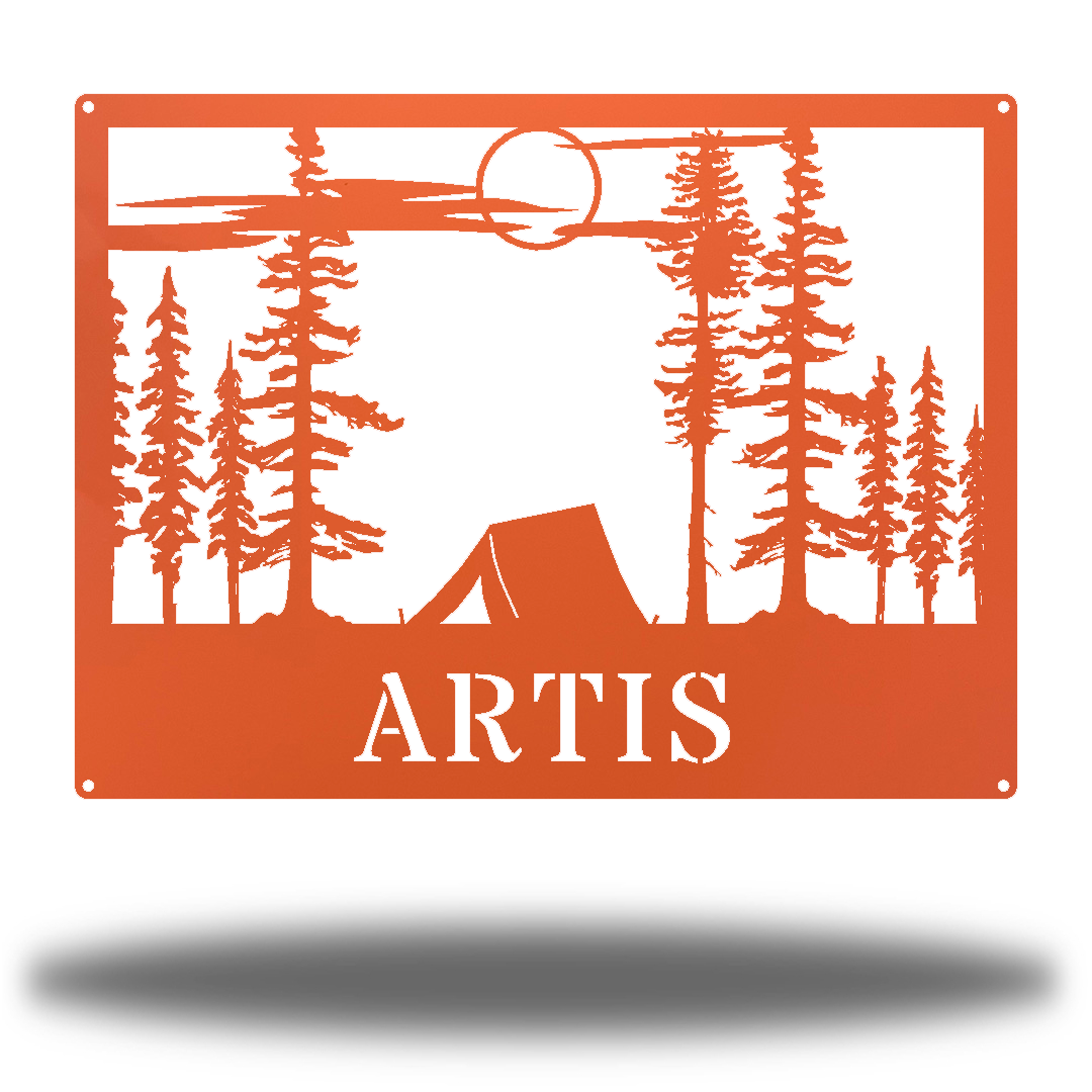 Riverside Designs-Tent Scene Monogram-Metal Wall Art Décor