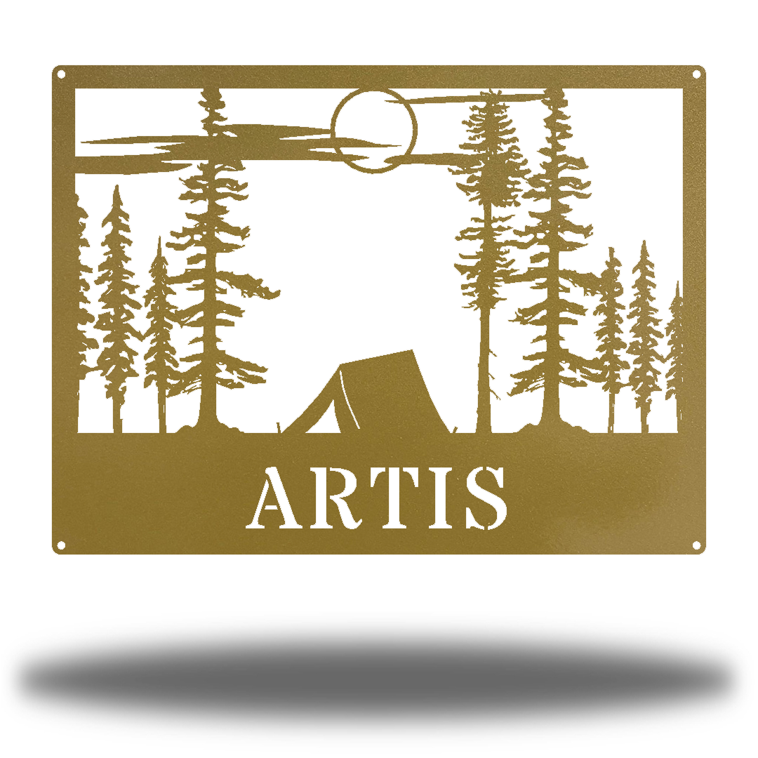 Riverside Designs-Tent Scene Monogram-Metal Wall Art Décor