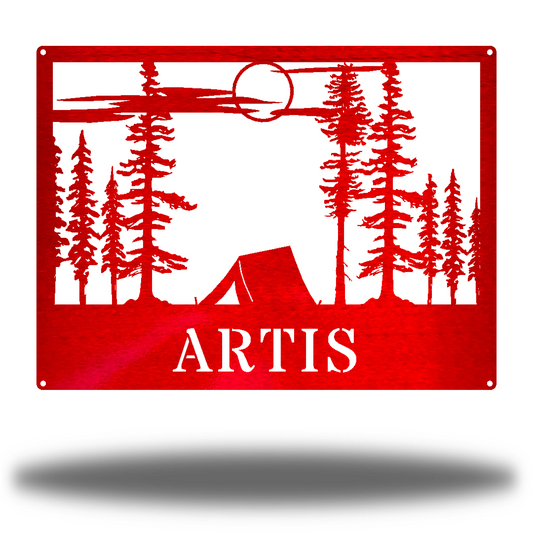 Riverside Designs-Tent Scene Monogram-Metal Wall Art Décor