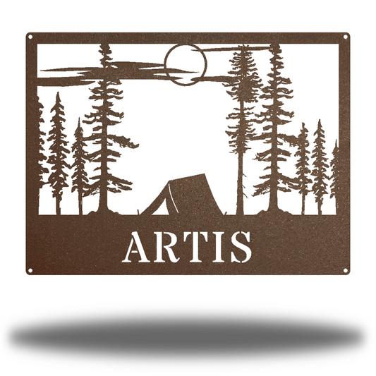 Riverside Designs-Tent Scene Monogram-Metal Wall Art Décor