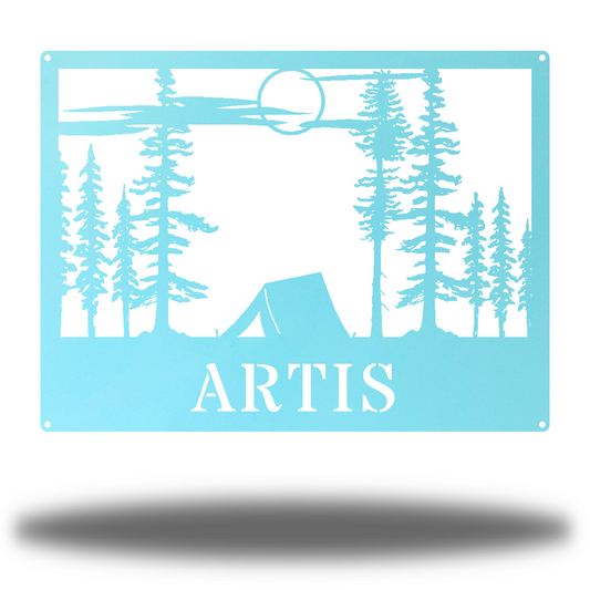 Riverside Designs-Tent Scene Monogram-Metal Wall Art Décor