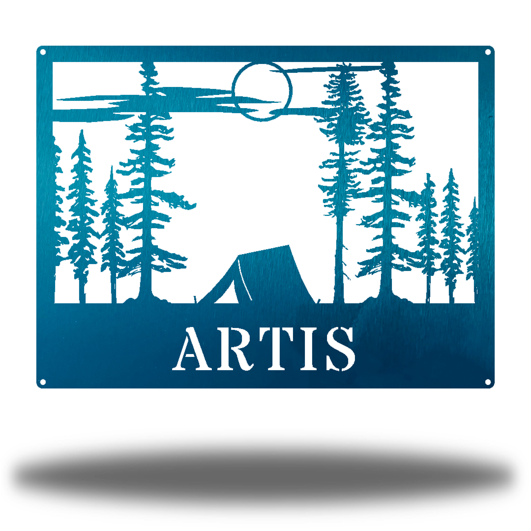 Riverside Designs-Tent Scene Monogram-Metal Wall Art Décor