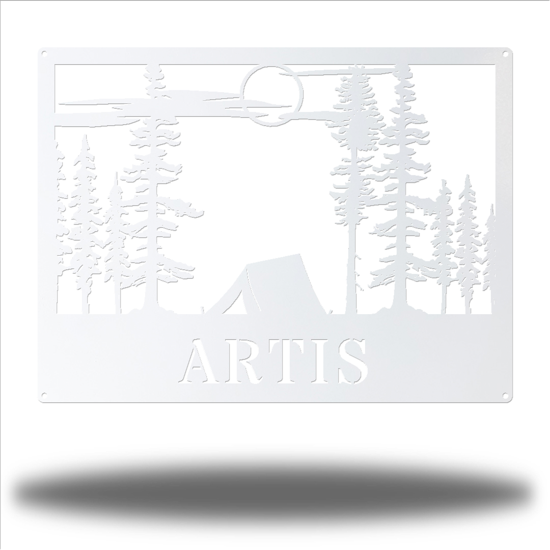 Riverside Designs-Tent Scene Monogram-Metal Wall Art Décor