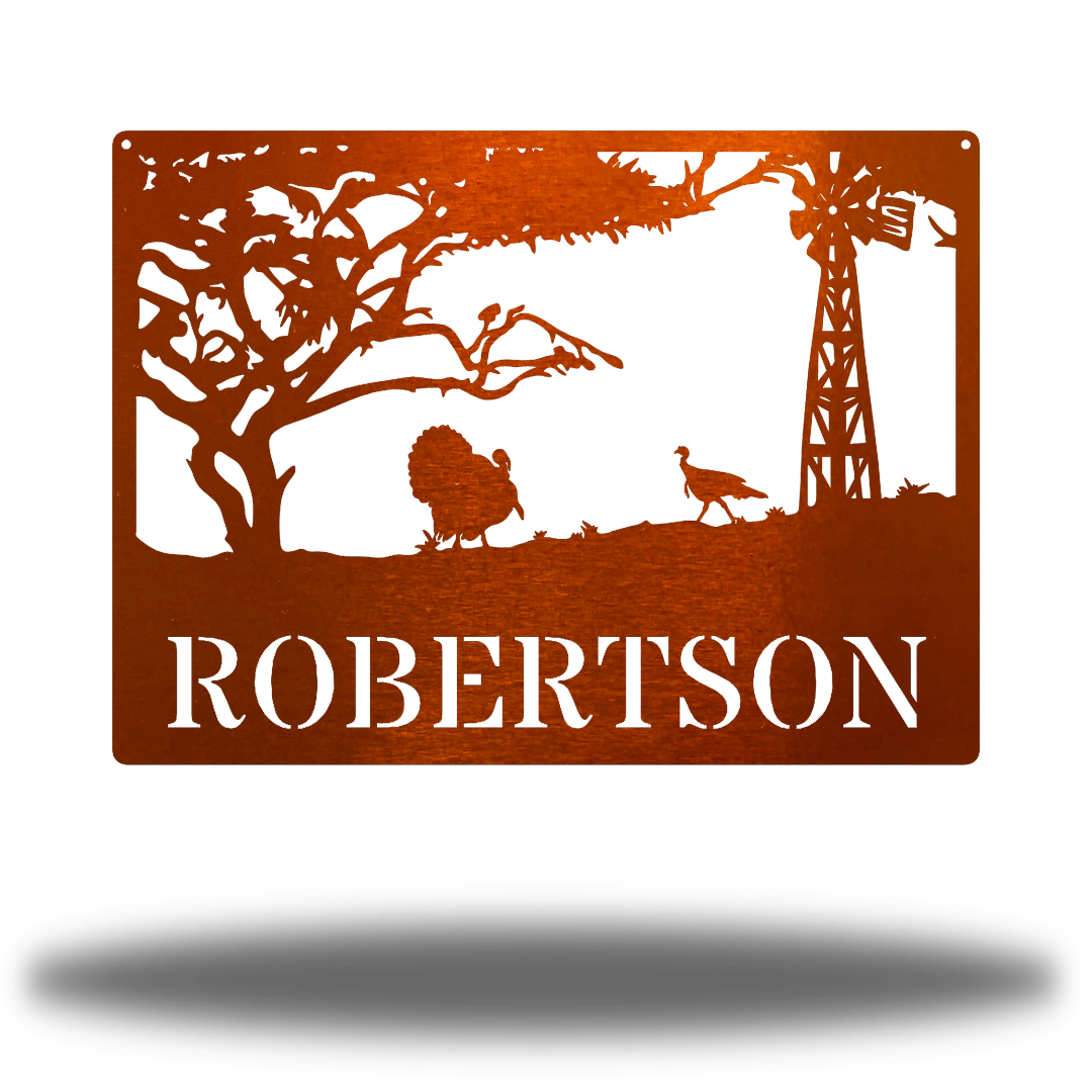 Riverside Designs-Turkey Scene Monogram-Metal Wall Art Décor