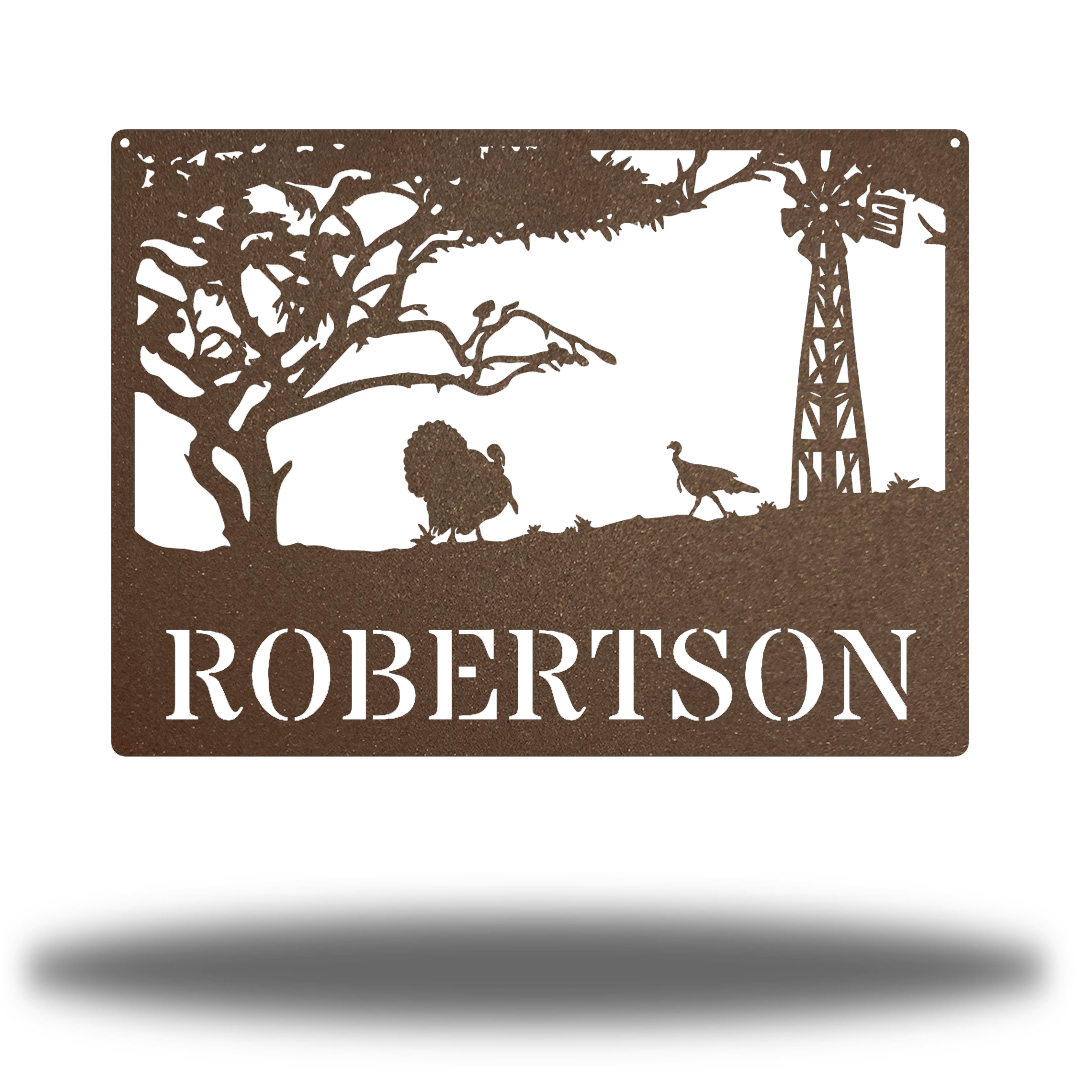 Riverside Designs-Turkey Scene Monogram-Metal Wall Art Décor