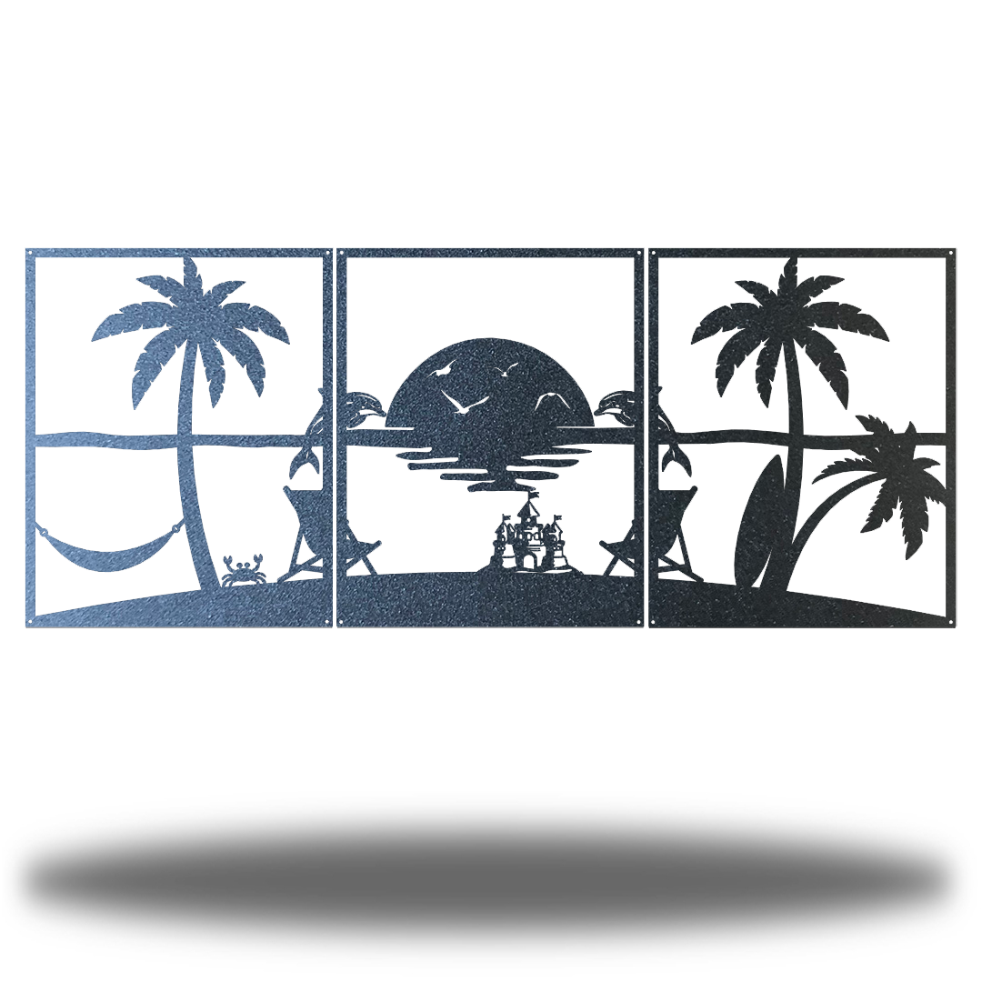 Riverside Designs-3 Section Beach Scene-Metal Wall Art Décor