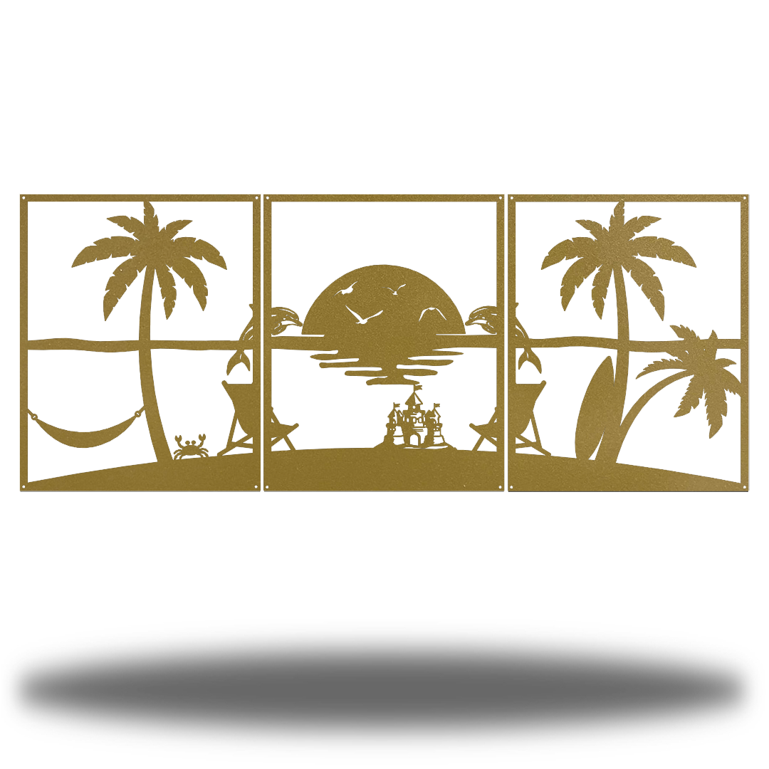 Riverside Designs-3 Section Beach Scene-Metal Wall Art Décor