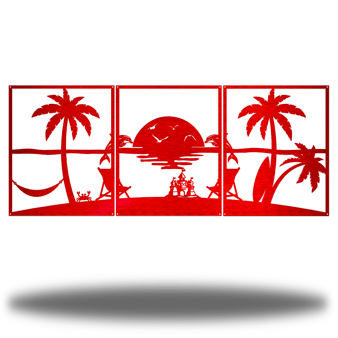 Riverside Designs-3 Section Beach Scene-Metal Wall Art Décor