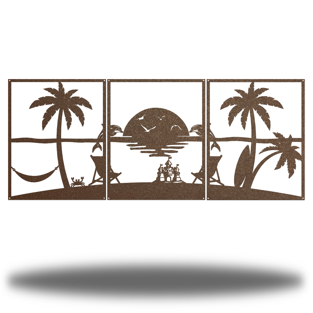 Riverside Designs-3 Section Beach Scene-Metal Wall Art Décor