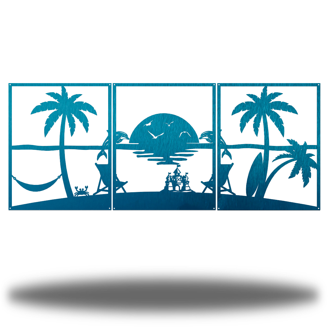 Riverside Designs-3 Section Beach Scene-Metal Wall Art Décor