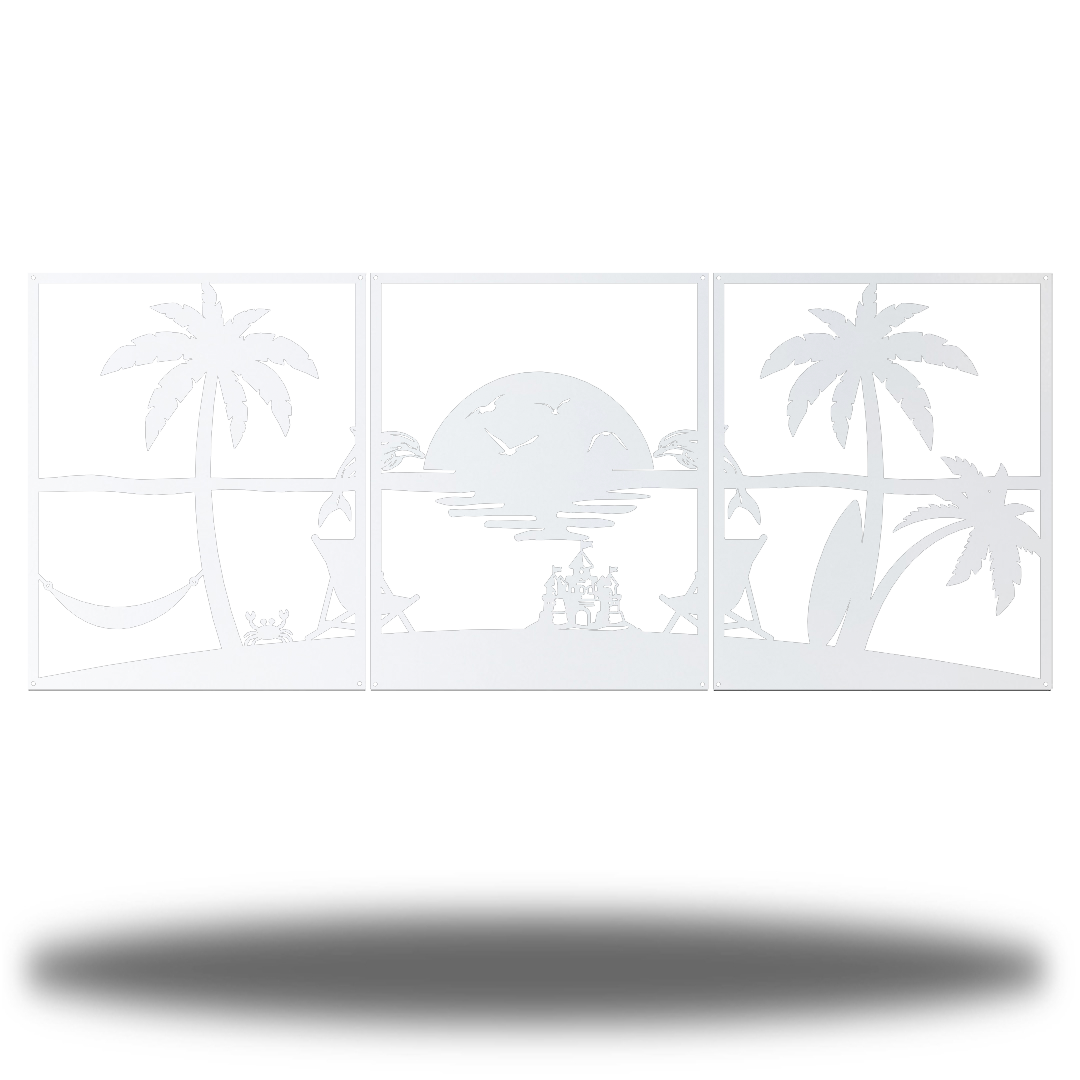 Riverside Designs-3 Section Beach Scene-Metal Wall Art Décor