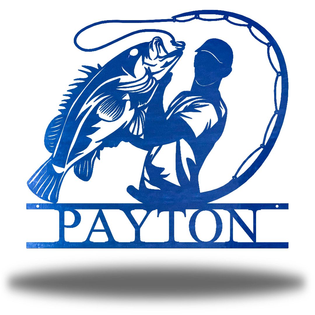 Riverside Designs-Bass Fishing Monogram-Metal Wall Art Décor