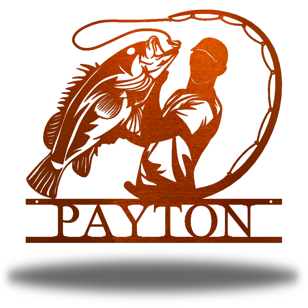 Riverside Designs-Bass Fishing Monogram-Metal Wall Art Décor