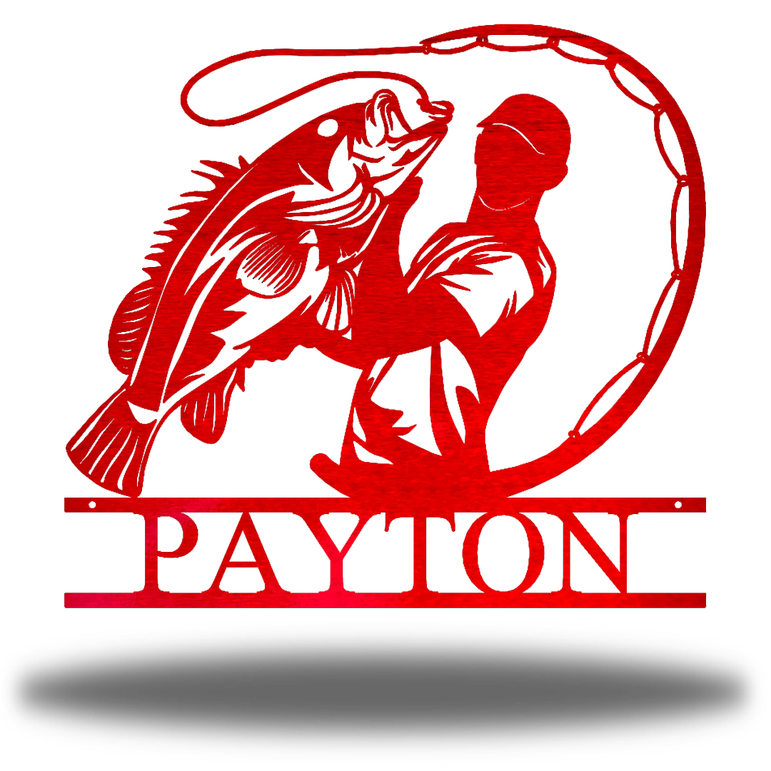 Riverside Designs-Bass Fishing Monogram-Metal Wall Art Décor