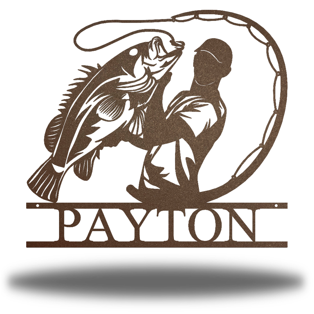 Riverside Designs-Bass Fishing Monogram-Metal Wall Art Décor