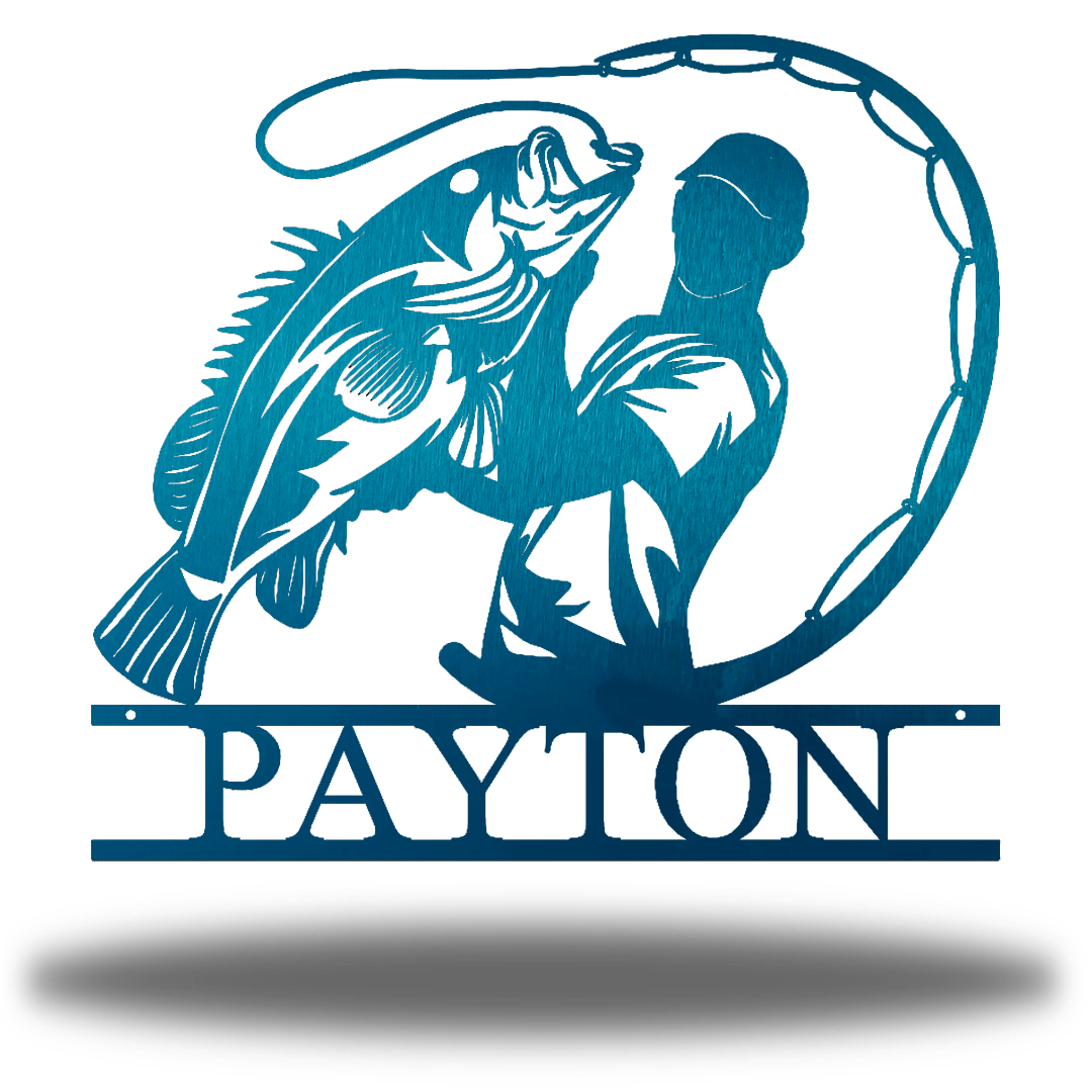 Riverside Designs-Bass Fishing Monogram-Metal Wall Art Décor