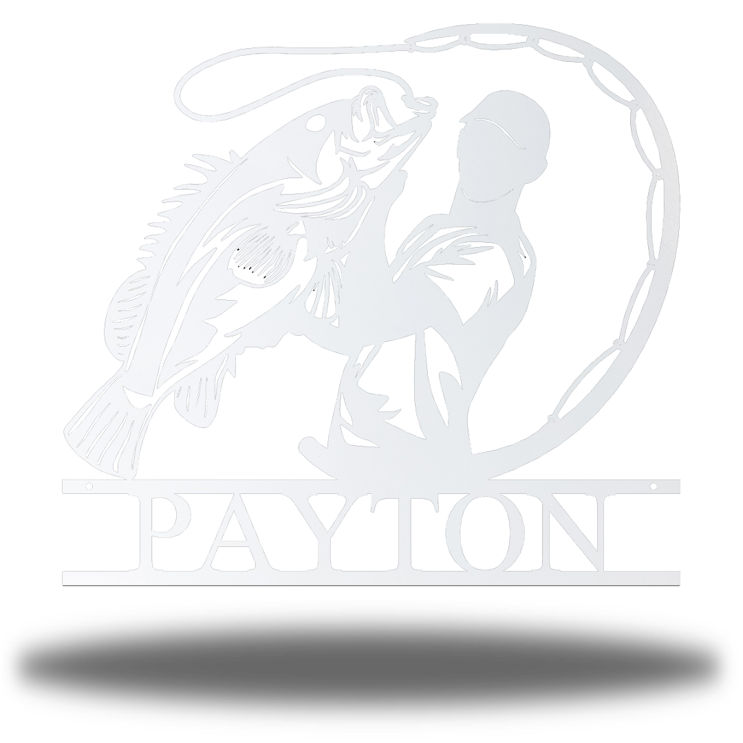 Riverside Designs-Bass Fishing Monogram-Metal Wall Art Décor