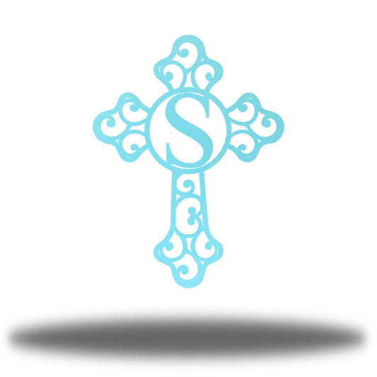 Riverside Designs-Cross Initial Monogram-Metal Wall Art Décor