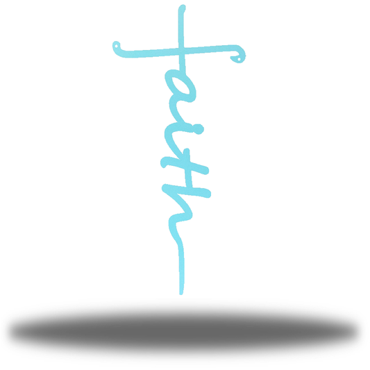 Riverside Designs-Cursive Faith Cross-Metal Wall Art Décor