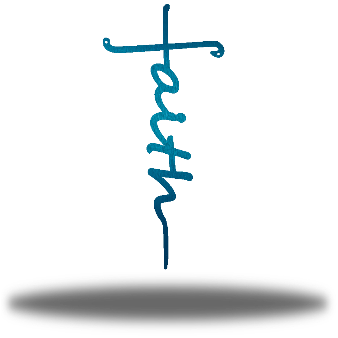 Riverside Designs-Cursive Faith Cross-Metal Wall Art Décor