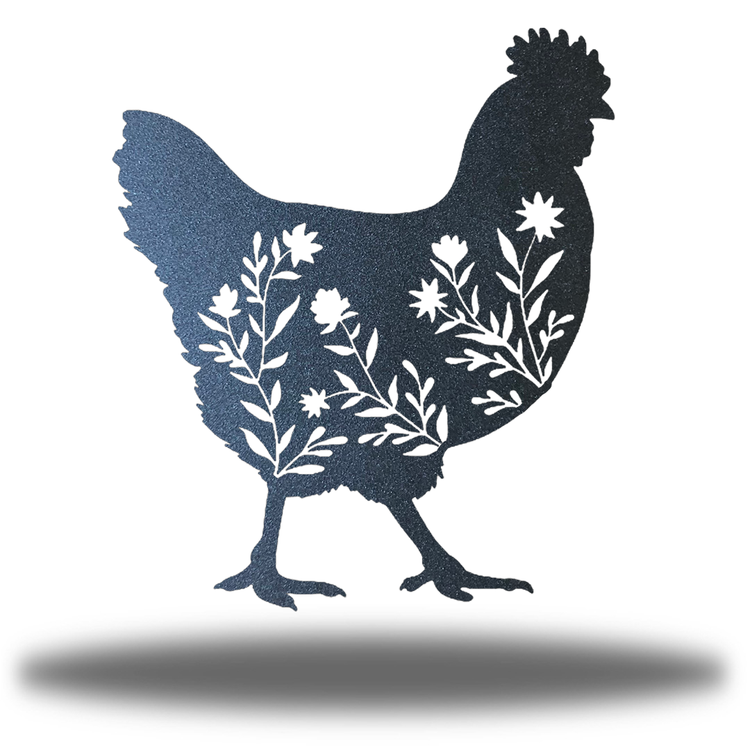 Riverside Designs-Floral Chicken-Metal Wall Art Décor