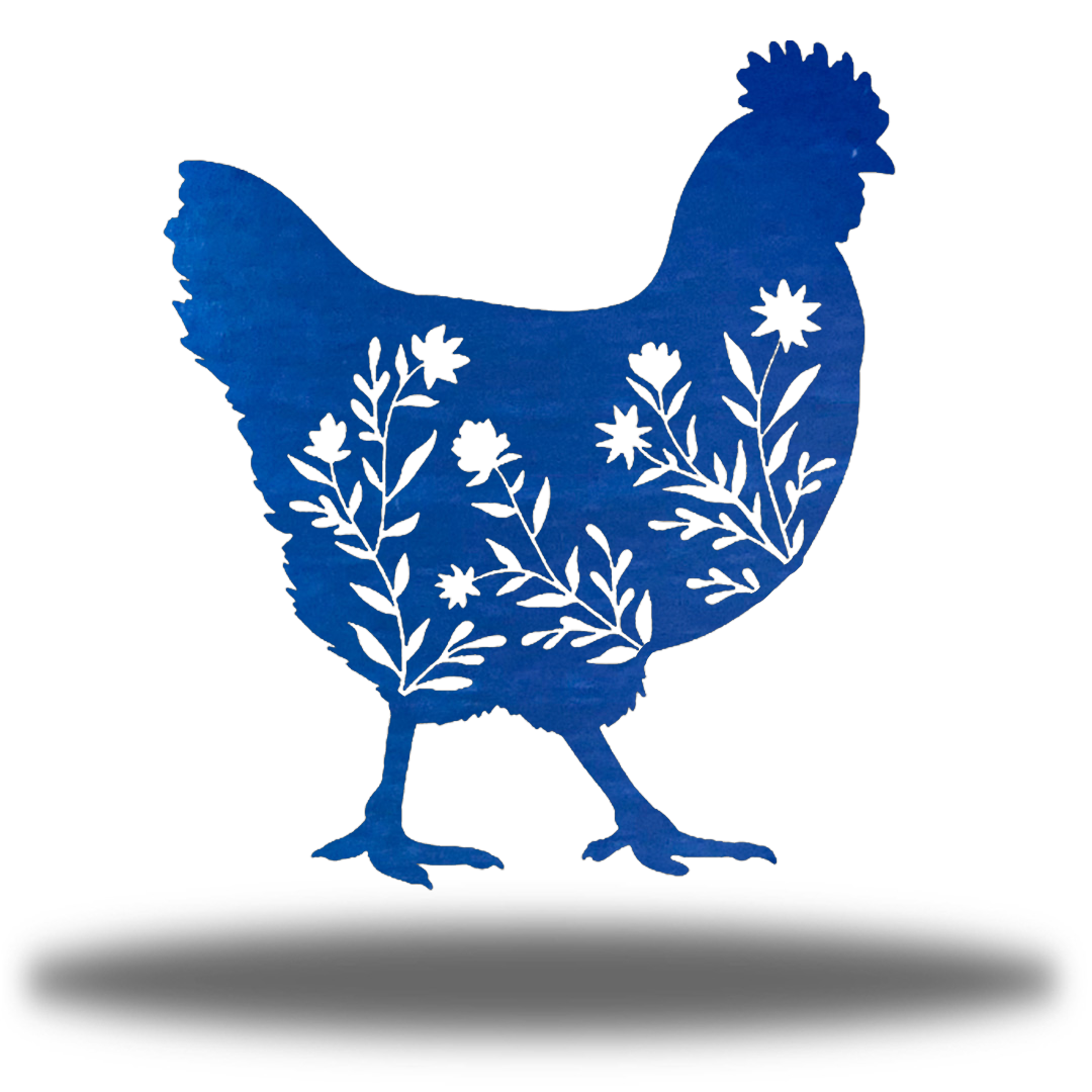 Riverside Designs-Floral Chicken-Metal Wall Art Décor