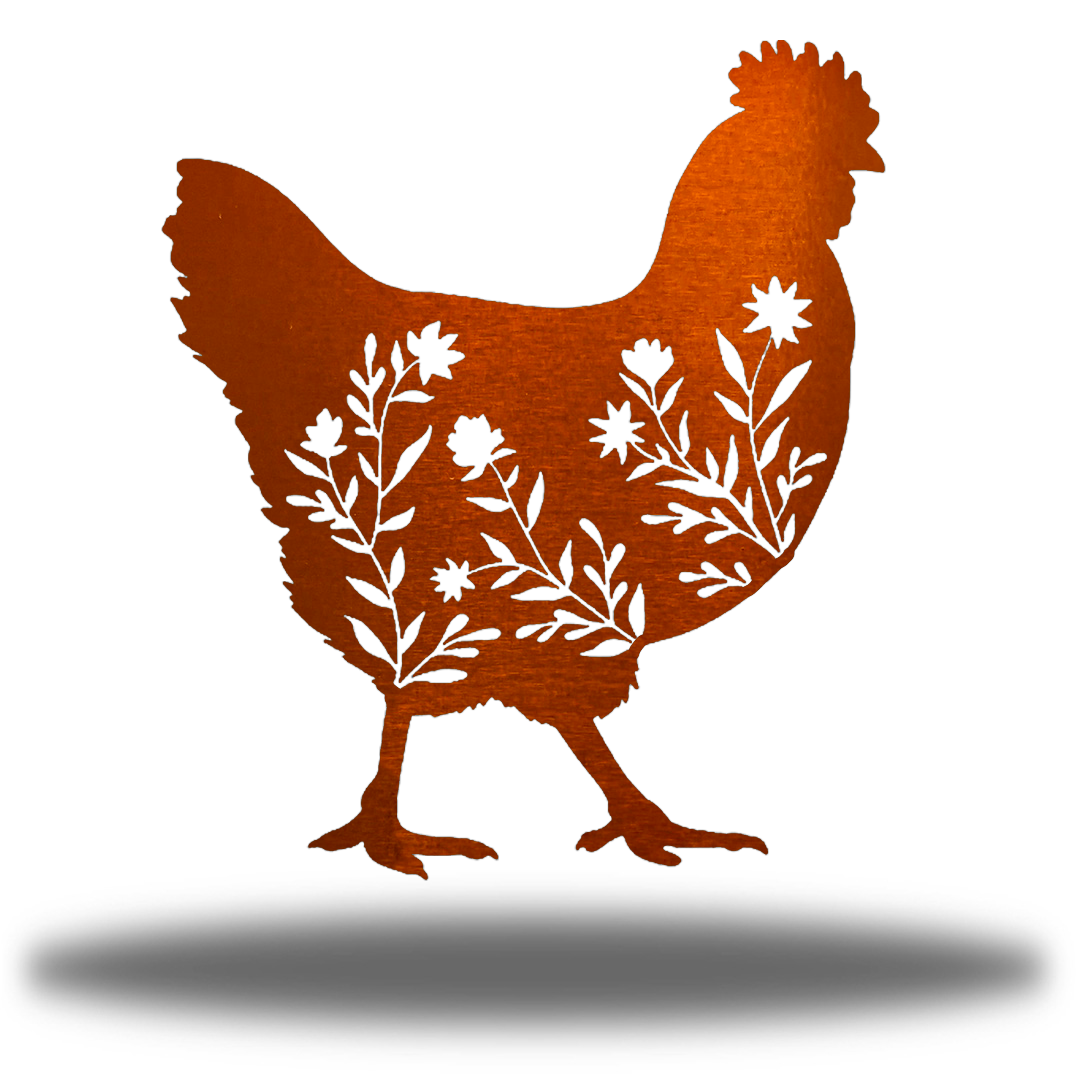 Riverside Designs-Floral Chicken-Metal Wall Art Décor