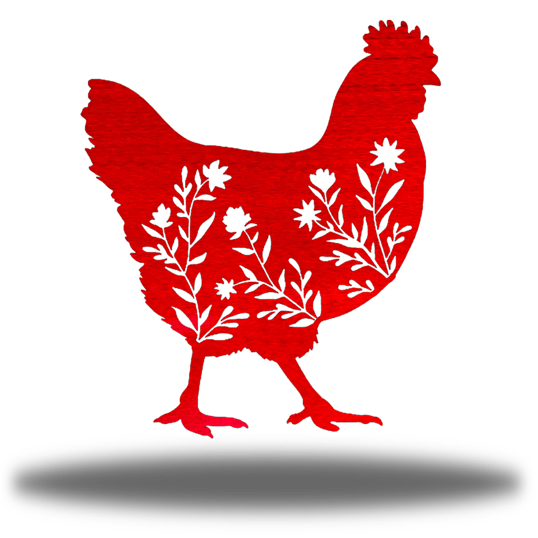 Riverside Designs-Floral Chicken-Metal Wall Art Décor