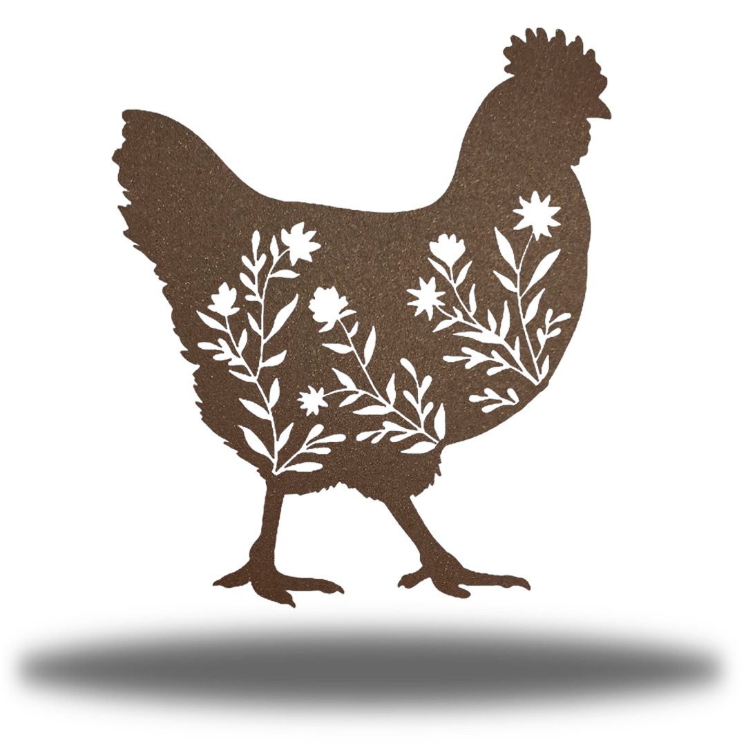 Riverside Designs-Floral Chicken-Metal Wall Art Décor